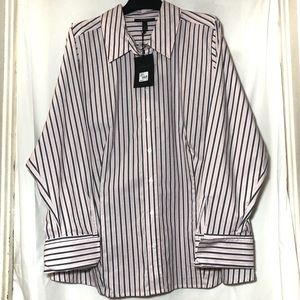 Lane Bryant pink and gray stripe button down top